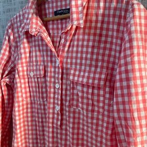 Coral checked shirt dress by Chadwick’s